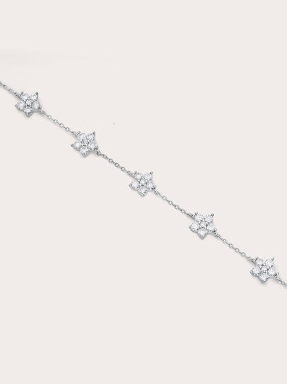 Sakura Moissanite Bracelet S925 Silver Rhodium (1) – Mondays Made Flower & Birthstone Jewelry Singapore