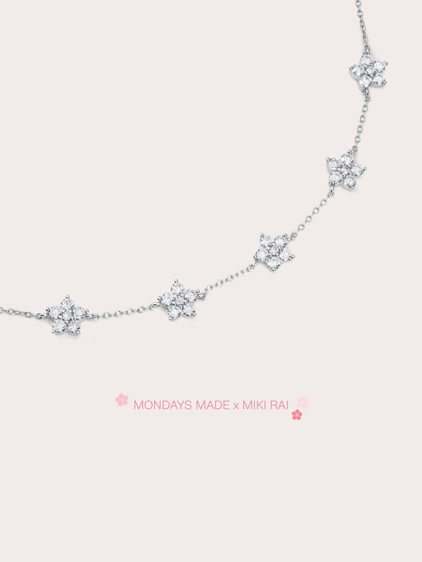 Sakura Moissanite Bracelet S925 Silver Rhodium (6) – Mondays Made Flower & Birthstone Jewelry Singapore