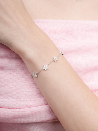 Sakura Moissanite Bracelet S925 Silver Rhodium (3) – Mondays Made Flower & Birthstone Jewelry Singapore