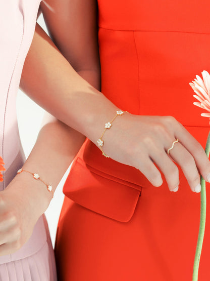 Sakura Moissanite Bracelet 18K Gold (6) – Mondays Made Flower & Birthstone Jewelry Singapore