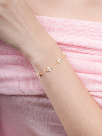 Sakura Moissanite Bracelet 18K Gold (1) – Mondays Made Flower & Birthstone Jewelry Singapore