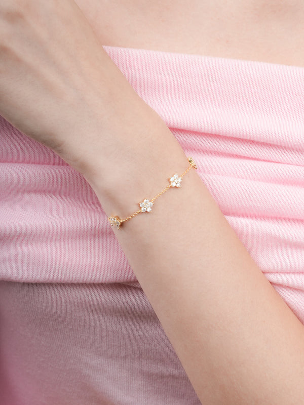 Sakura Moissanite Bracelet 18K Gold (1) – Mondays Made Flower & Birthstone Jewelry Singapore