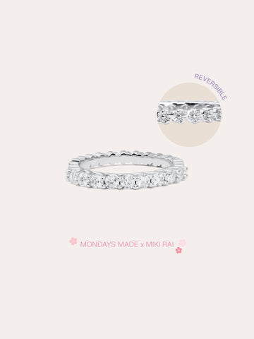Sakura Moissanite Eternity Band S925 Silver Rhodium (6) – Mondays Made Flower & Birthstone Jewelry Singapore