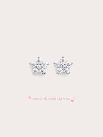 Sakura Moissanite Stud Earrings S925 Silver Rhodium (2) – Mondays Made Flower & Birthstone Jewelry Singapore