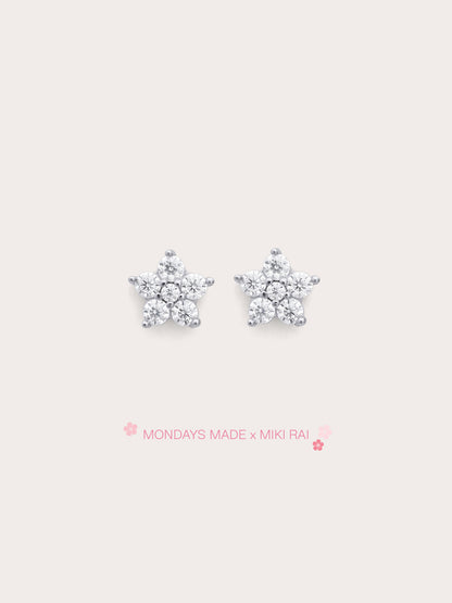 Sakura Moissanite Stud Earrings S925 Silver Rhodium (2) – Mondays Made Flower & Birthstone Jewelry Singapore