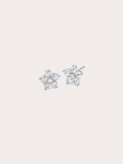 Sakura Moissanite Stud Earrings S925 Silver Rhodium (1) – Mondays Made Flower & Birthstone Jewelry Singapore