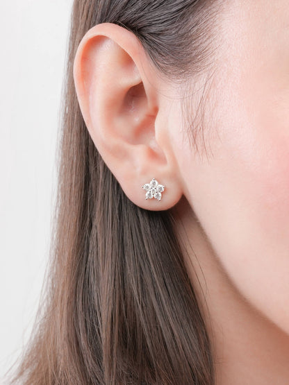 Sakura Moissanite Stud Earrings S925 Silver Rhodium (4) – Mondays Made Flower & Birthstone Jewelry Singapore
