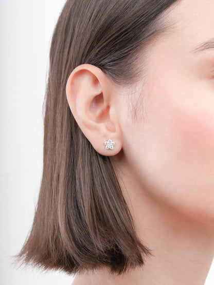 Sakura Moissanite Stud Earrings S925 Silver Rhodium (3) – Mondays Made Flower & Birthstone Jewelry Singapore