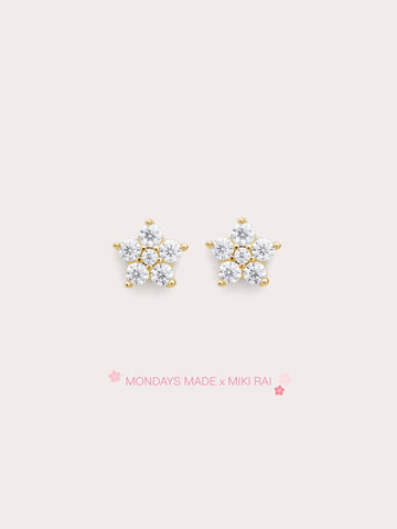 Sakura Moissanite Stud Earrings 18K Gold (4) – Mondays Made Flower & Birthstone Jewelry Singapore