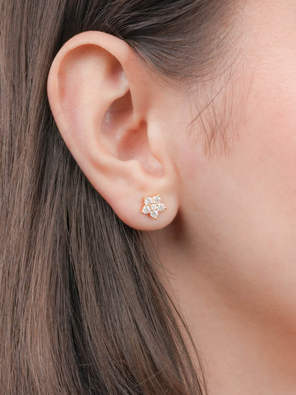 Sakura Moissanite Stud Earrings 18K Gold (3) – Mondays Made Flower & Birthstone Jewelry Singapore
