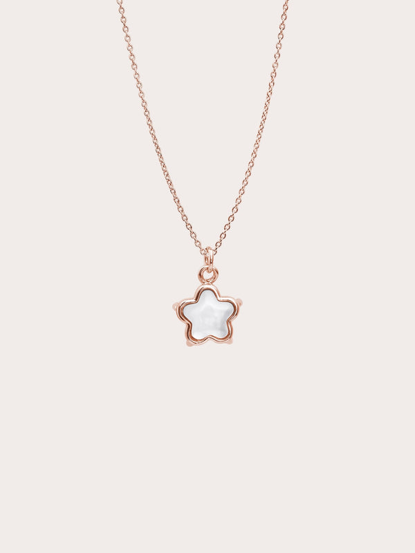 Sakura Necklace Reversible Mother of Pearl 18K Rose Gold – Mondays Made Flower & Birthstone Jewelry Singapore