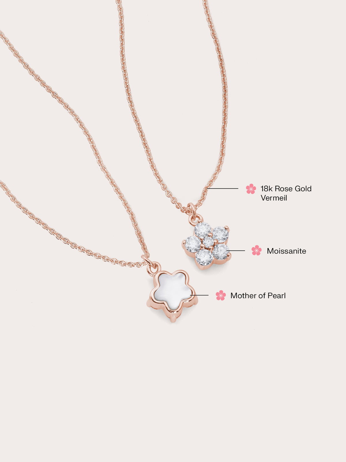 Sakura Necklace Reversible Mois 18K Rose Gold (2) – Mondays Made Flower & Birthstone Jewelry Singapore