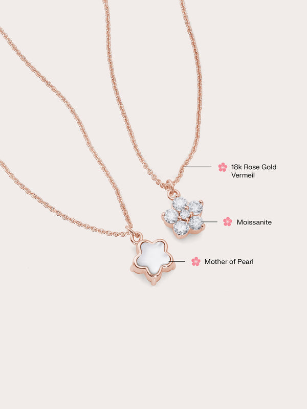 Sakura Necklace Reversible Mois 18K Rose Gold (2) – Mondays Made Flower & Birthstone Jewelry Singapore