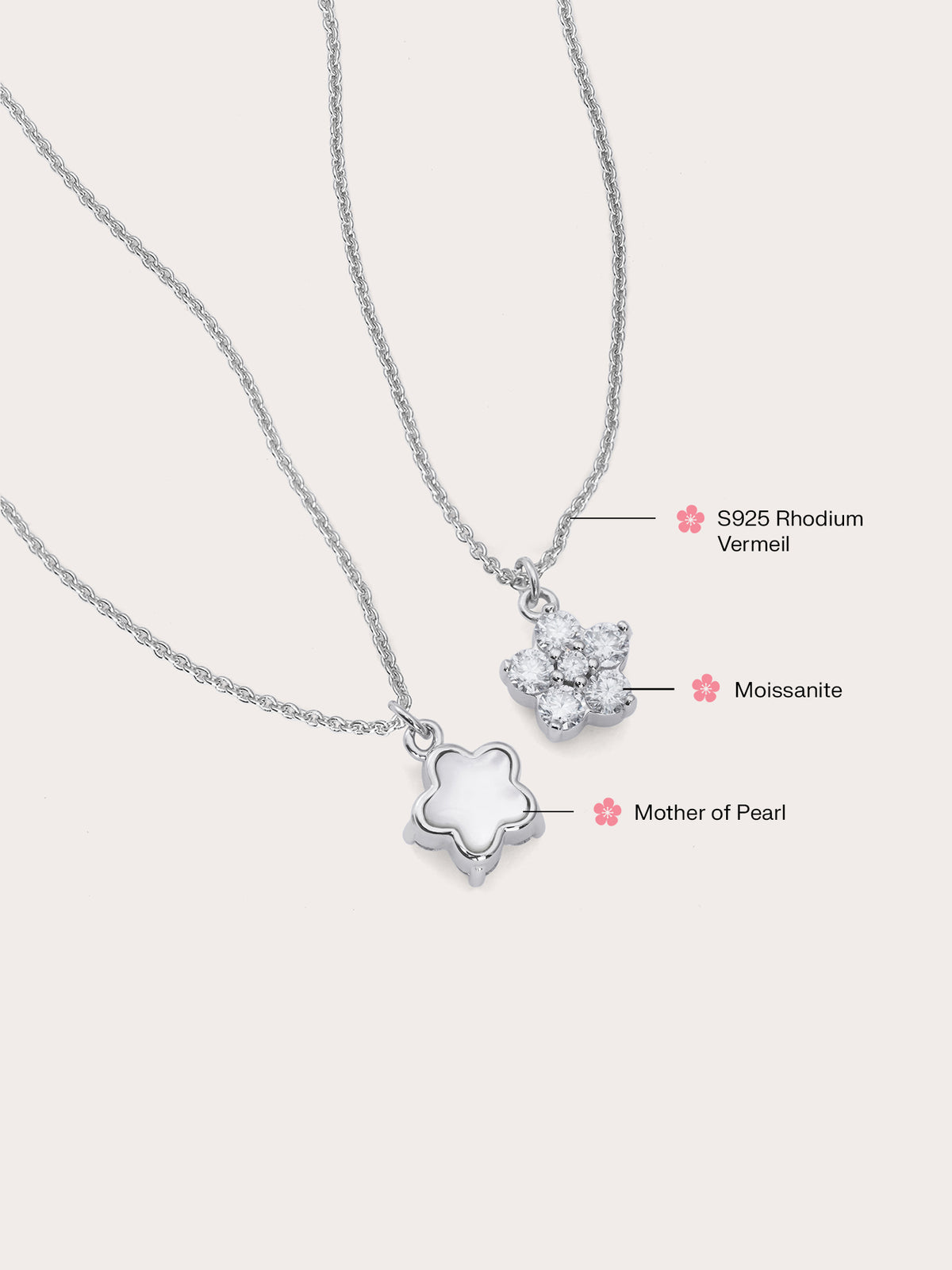 Sakura Necklace Reversible Mois S925 Silver Rhodium (2) – Mondays Made Flower & Birthstone Jewelry Singapore