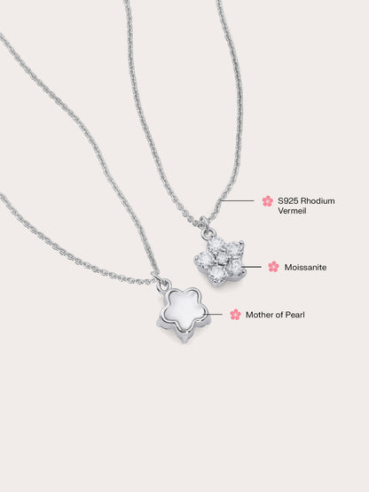 Sakura Necklace Reversible Mois S925 Silver Rhodium (2) – Mondays Made Flower & Birthstone Jewelry Singapore