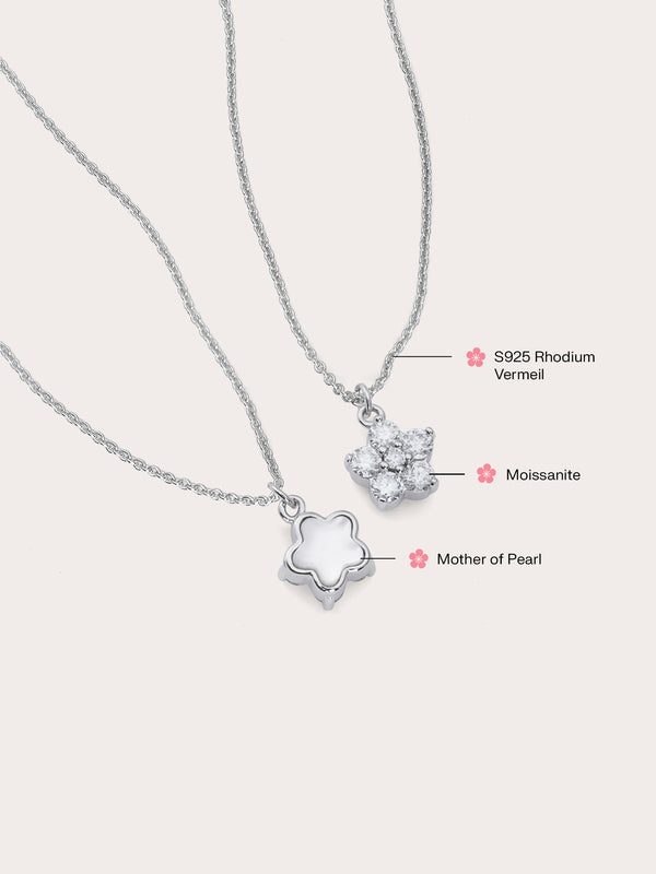Sakura Necklace Reversible Mois S925 Silver Rhodium (2) – Mondays Made Flower & Birthstone Jewelry Singapore