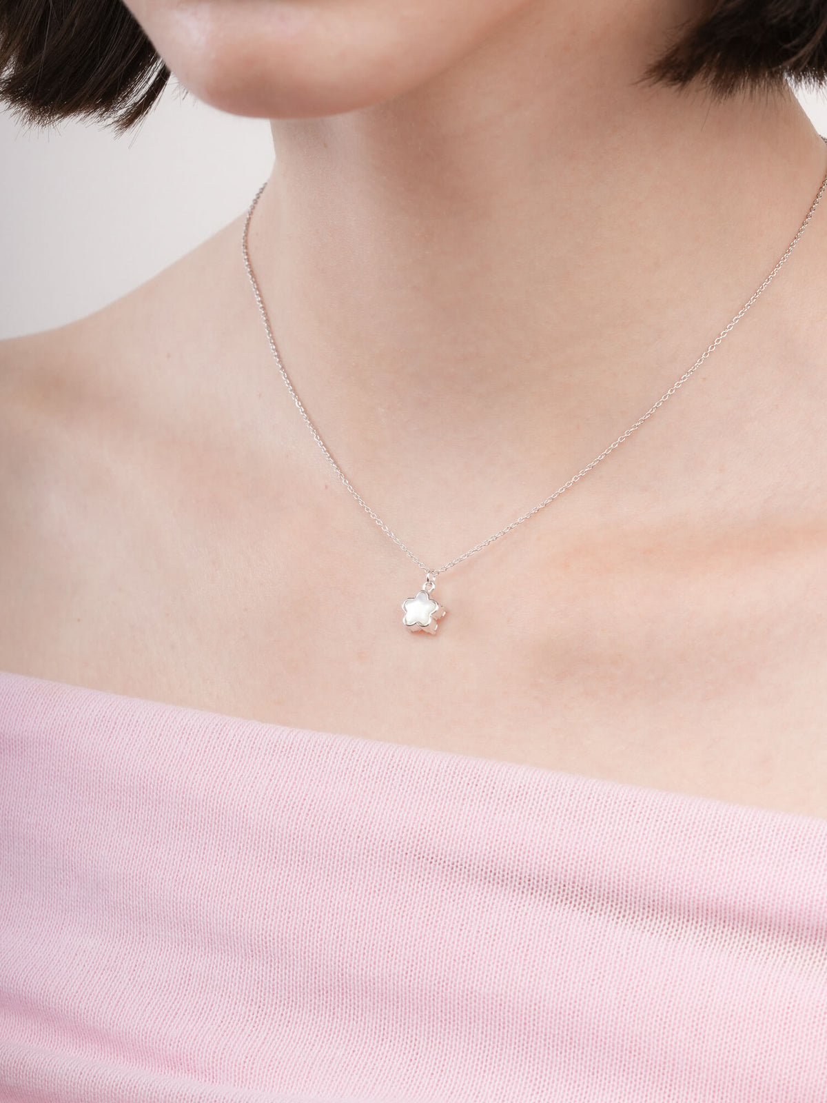 Sakura Necklace S925 Silver Rhodium (4) – Mondays Made Flower & Birthstone Jewelry Singapore