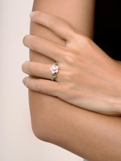 Sakura Ring S925 Silver Rhodium (5) – Mondays Made Flower & Birthstone Jewelry Singapore