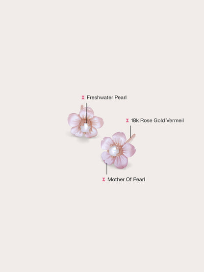Sakura Stud 18K Rose Gold Side (2) – Mondays Made Flower & Birthstone Jewelry Singapore