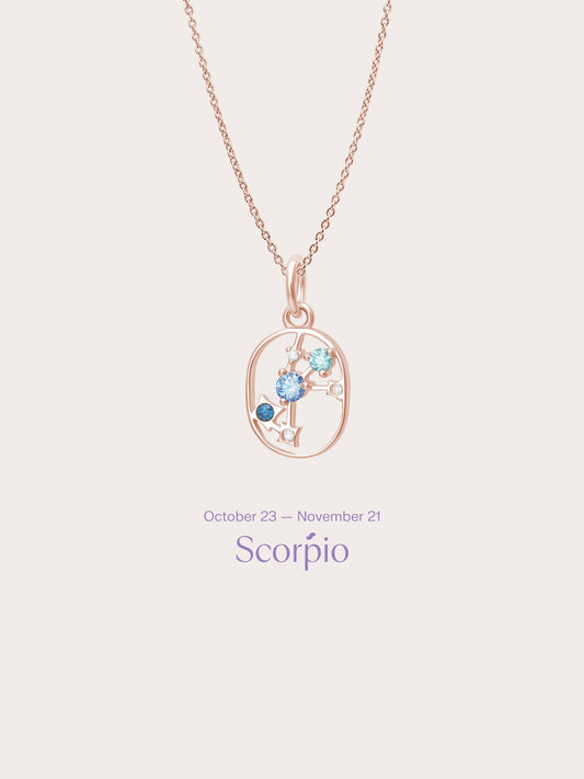Scorpio Necklace 18K Rose Gold (1) – Mondays Made Flower & Birthstone Jewelry Singapore