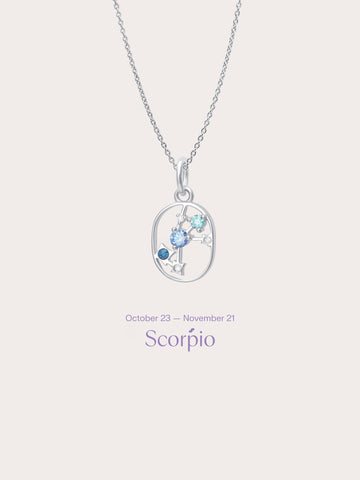 Scorpio Necklace S925 Silver Rhodium (1) – Mondays Made Flower & Birthstone Jewelry Singapore