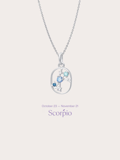Scorpio Necklace S925 Silver Rhodium (1) – Mondays Made Flower & Birthstone Jewelry Singapore