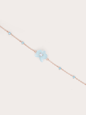 Sky Blue Orchid Bracelet Kyanite 18K Rose Gold (1) – Mondays Made Flower & Birthstone Jewelry Singapore