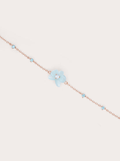 Sky Blue Orchid Bracelet Kyanite 18K Rose Gold (1) – Mondays Made Flower & Birthstone Jewelry Singapore
