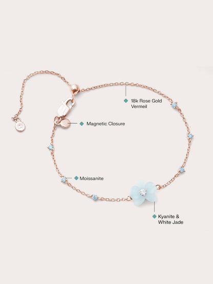 Sky Blue Orchid Bracelet Kyanite 18K Rose Gold (2) – Mondays Made Flower & Birthstone Jewelry Singapore