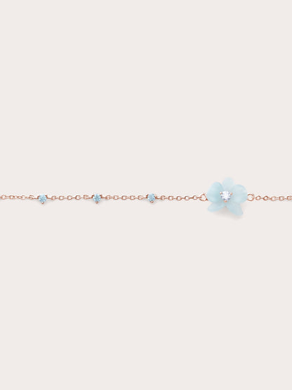 Sky Blue Orchid Bracelet Kyanite 18K Rose Gold (3) – Mondays Made Flower & Birthstone Jewelry Singapore