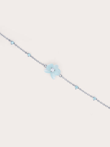 Sky Blue Orchid Bracelet Kyanite S925 Silver Rhodium (1) – Mondays Made Flower & Birthstone Jewelry Singapore