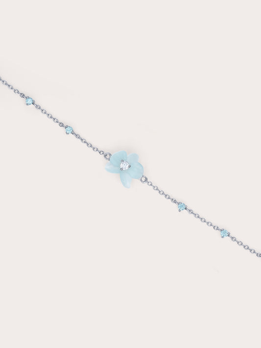 Sky Blue Orchid Bracelet Kyanite S925 Silver Rhodium (1) – Mondays Made Flower & Birthstone Jewelry Singapore