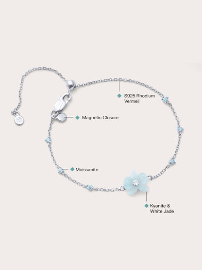 Sky Blue Orchid Bracelet Kyanite S925 Silver Rhodium (2) – Mondays Made Flower & Birthstone Jewelry Singapore