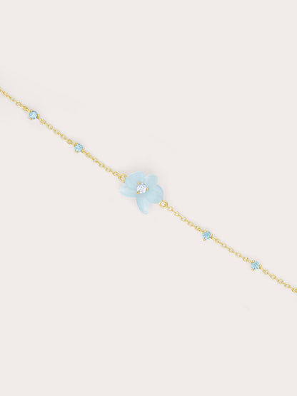 Sky Blue Orchid Bracelet Kyanite 18K Gold (1) – Mondays Made Flower & Birthstone Jewelry Singapore