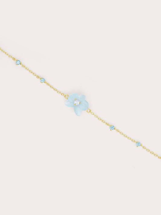 Sky Blue Orchid Bracelet Kyanite 18K Gold (1) – Mondays Made Flower & Birthstone Jewelry Singapore