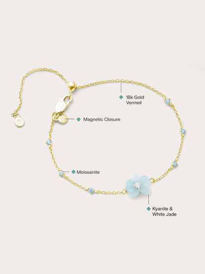 Sky Blue Orchid Bracelet Kyanite 18K Gold (2) – Mondays Made Flower & Birthstone Jewelry Singapore