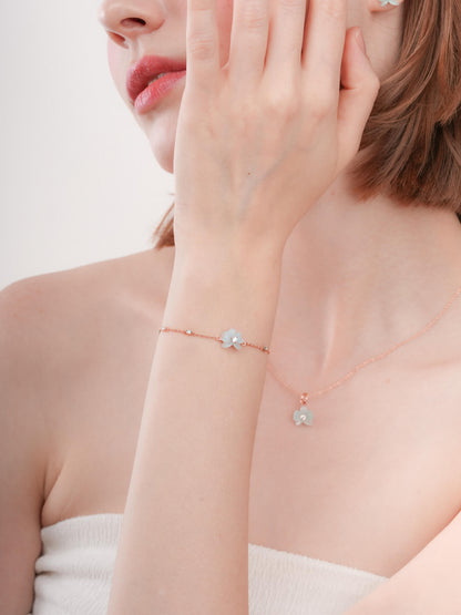 Sky Blue Orchid Bracelet 18K Rose Gold (1) – Mondays Made Flower & Birthstone Jewelry Singapore