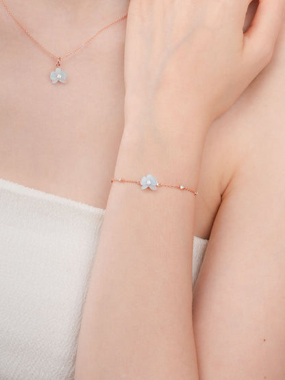 Sky Blue Orchid Bracelet 18K Rose Gold (2) – Mondays Made Flower & Birthstone Jewelry Singapore