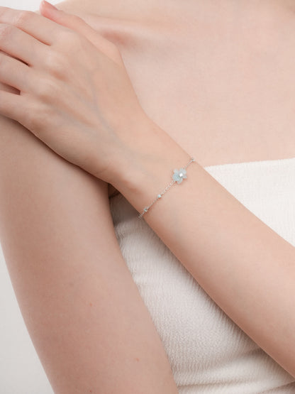 Sky Blue Orchid Bracelet S925 Silver Rhodium (1) – Mondays Made Flower & Birthstone Jewelry Singapore