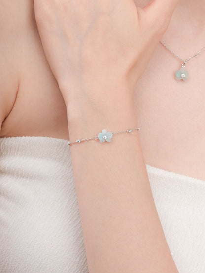 Sky Blue Orchid Bracelet S925 Silver Rhodium (3) – Mondays Made Flower & Birthstone Jewelry Singapore
