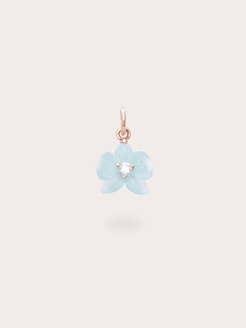 Sky Blue Orchid Charm Kyanite 18K Rose Gold (1) – Mondays Made Flower & Birthstone Jewelry Singapore