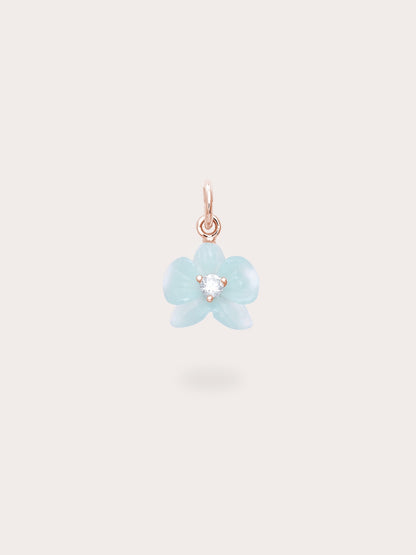 Sky Blue Orchid Charm Kyanite 18K Rose Gold (1) – Mondays Made Flower & Birthstone Jewelry Singapore