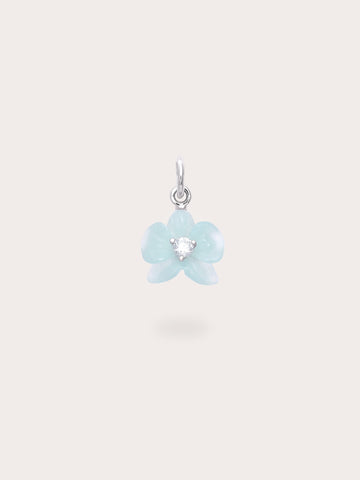 Sky Blue Orchid Charm Kyanite S925 Silver Rhodium (1) – Mondays Made Flower & Birthstone Jewelry Singapore
