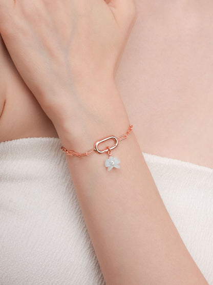 Sky Blue Orchid Charm 18K Rose Gold (1) – Mondays Made Flower & Birthstone Jewelry Singapore
