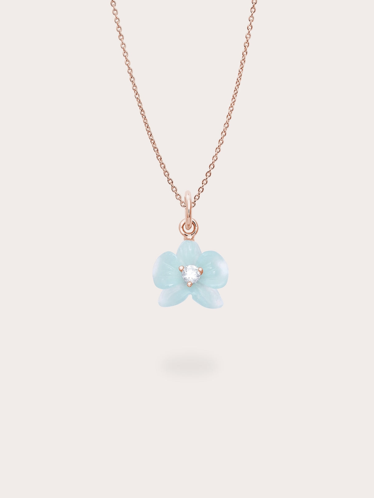 Sky Blue Orchid Necklace Kyanite 18K Rose Gold (1) – Mondays Made Flower & Birthstone Jewelry Singapore