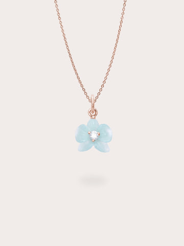 Sky Blue Orchid Necklace Kyanite 18K Rose Gold (1) – Mondays Made Flower & Birthstone Jewelry Singapore