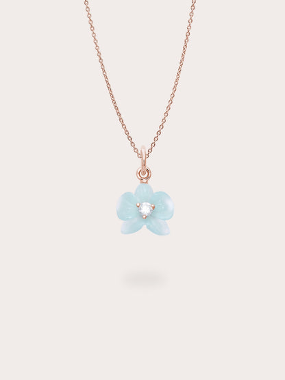Sky Blue Orchid Necklace Kyanite 18K Rose Gold (1) – Mondays Made Flower & Birthstone Jewelry Singapore