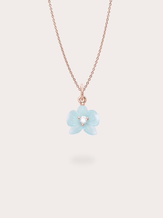 Sky Blue Orchid Necklace Kyanite 18K Rose Gold (1) – Mondays Made Flower & Birthstone Jewelry Singapore