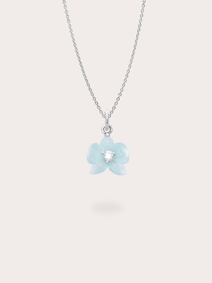 Sky Blue Orchid Necklace Kyanite S925 Silver Rhodium (1) – Mondays Made Flower & Birthstone Jewelry Singapore
