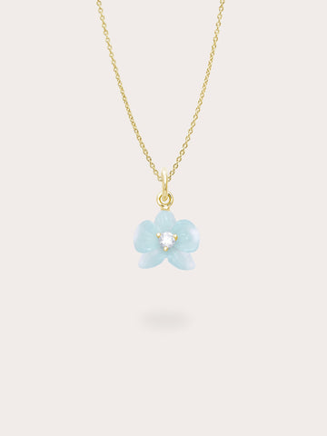 Sky Blue Orchid Necklace Kyanite 18K Gold (1) – Mondays Made Flower & Birthstone Jewelry Singapore